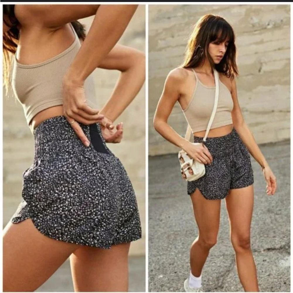 Free people movement no way home animal print athletic shorts Large black gray